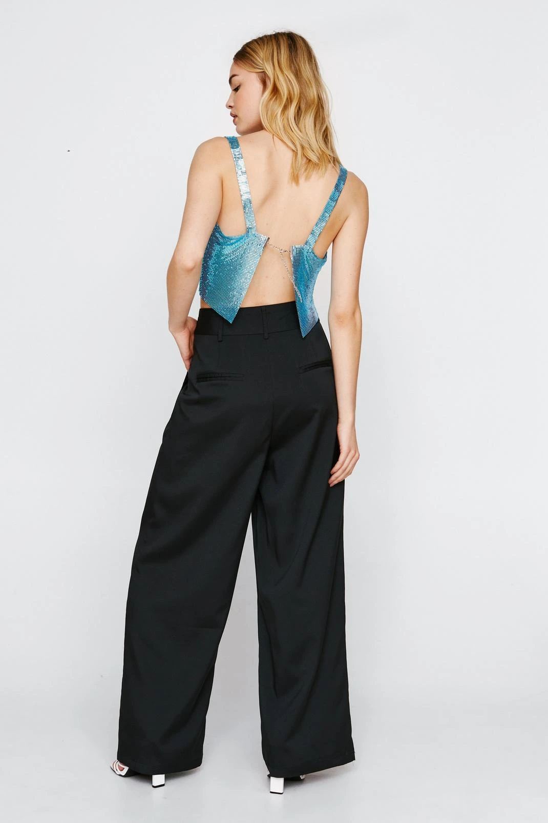Wide Leg Pants With Buckle Detail - Image 3