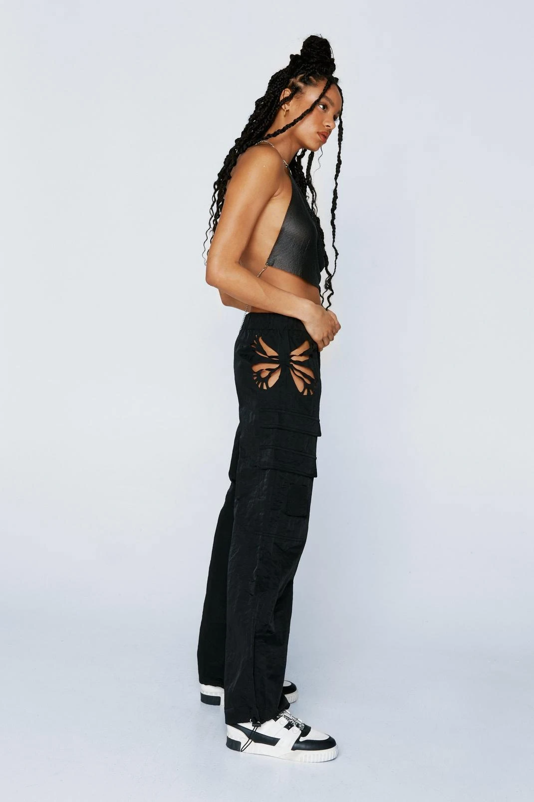 Butterfly Cutout Detail Cargo Pants