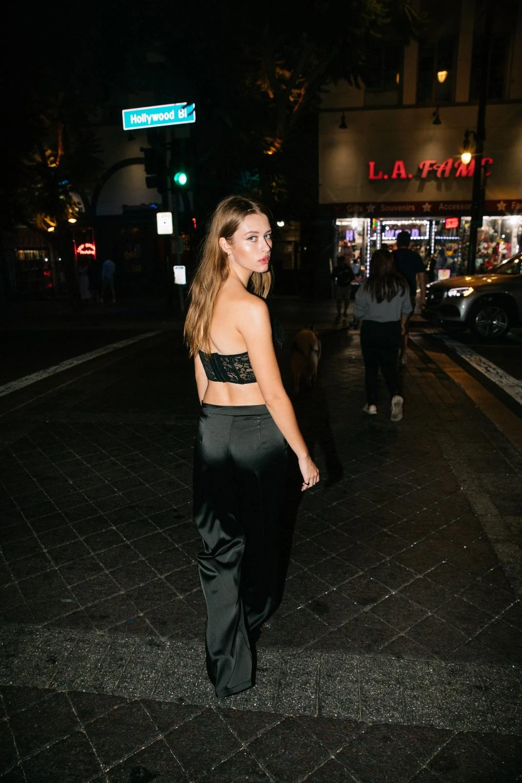 Draped Satin Tailored Pants - Image 3