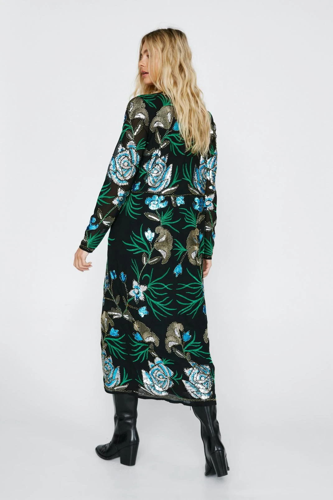 Embellished Floral Design Longline Kimono - Image 6