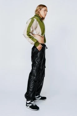 Faux Leather Cargo Sweatpants