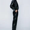 Faux Leather Straight Leg Pants