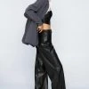 Faux Leather Super Wide Leg Pants