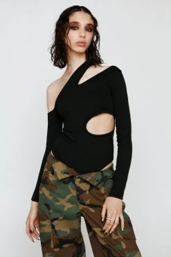 Knitted One Shoulder Bodysuit