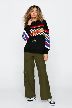 Motocross Print Oversized Sweatshirt