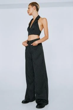 Pinstripe Wide Leg Pants