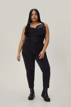 Plus Size Cowl Drape Crop Top