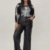 Plus Size Skeleton Printed Long Sleeve Bodysuit