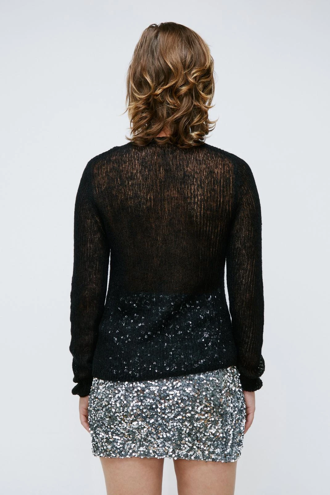 Premium Tie Front Sheer Knit Wool Top - Image 3