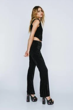 Premium Velvet Tailored Flared Pants