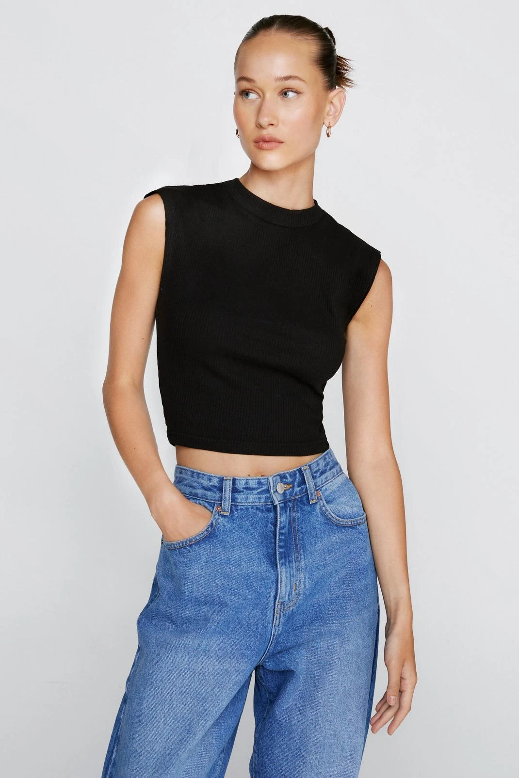 Recycled Ribbed High Neck Tank Top - Image 7