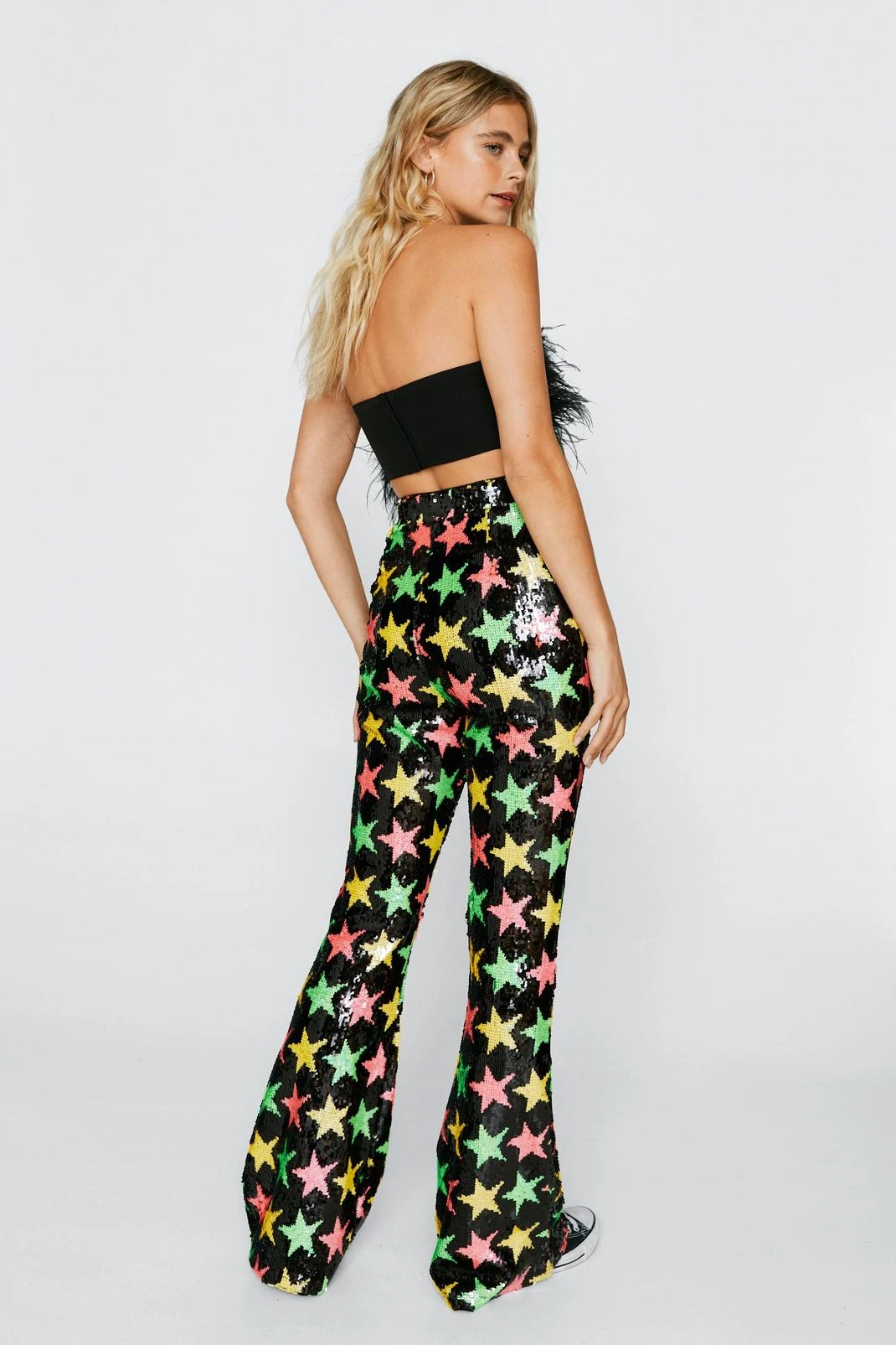 Sequin Star Detail Fit And Flare Pants - Image 3