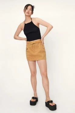 Shirred Halterneck Crop Top