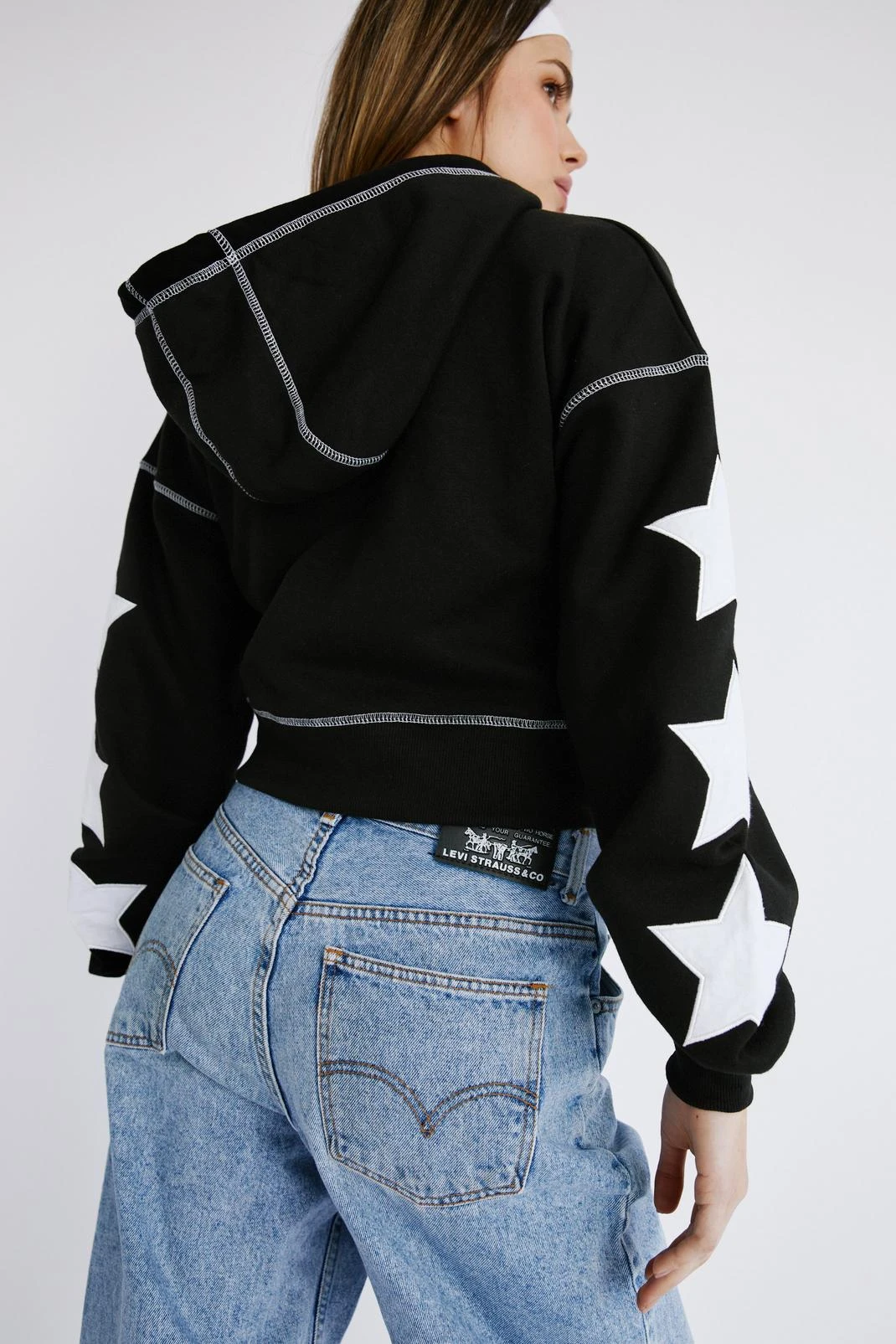 Star Zip Up Cropped Hoodie - Image 6