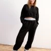 Tab Detail Wide Leg Sweatpants And Cropped Sweatshirt Set