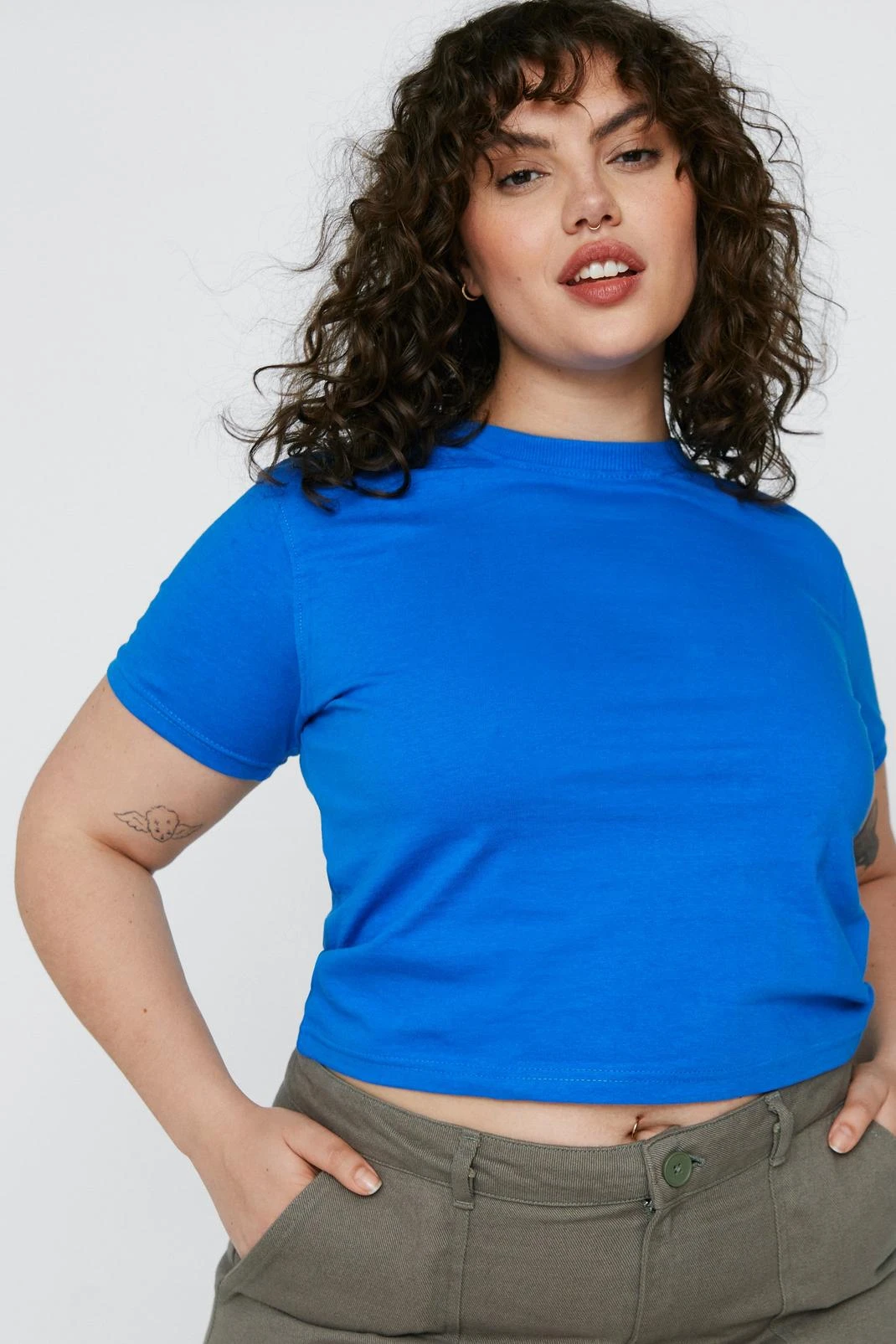 Plus Size Short Sleeve Cropped Top - Image 7
