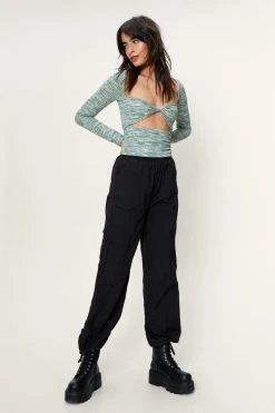 Ribbed Space Dye Cut Out Crop Top