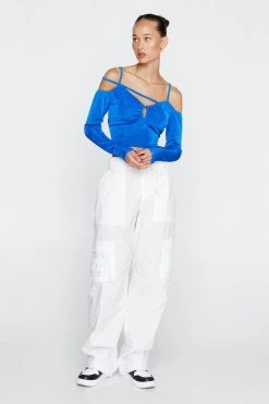 Strappy Cold Shoulder Slinky Top