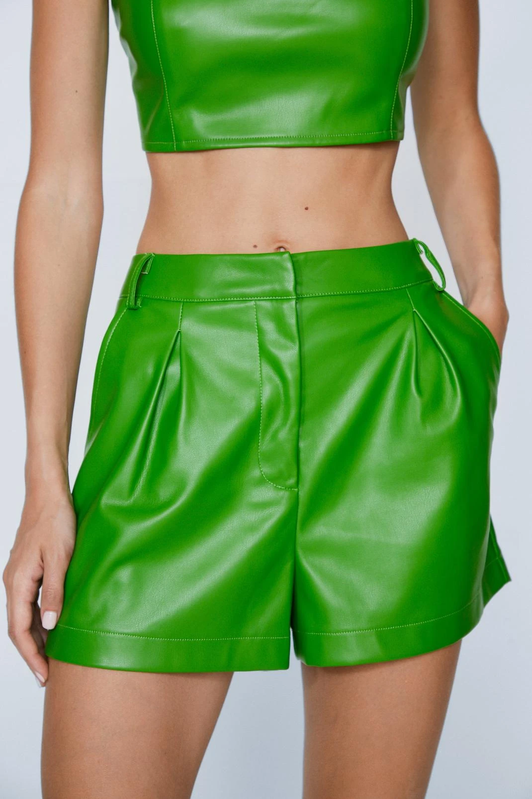 Faux Leather High Waisted Shorts - Image 3