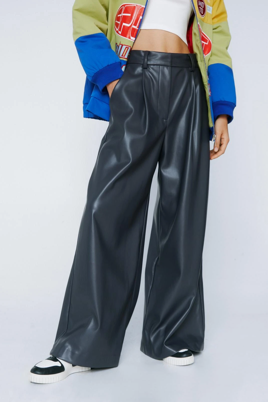 Wide Leg Faux Leather Pants - Image 2