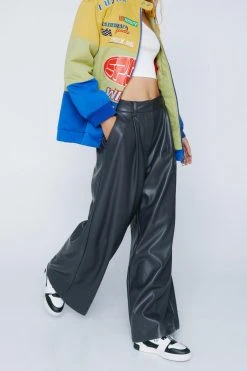 Wide Leg Faux Leather Pants