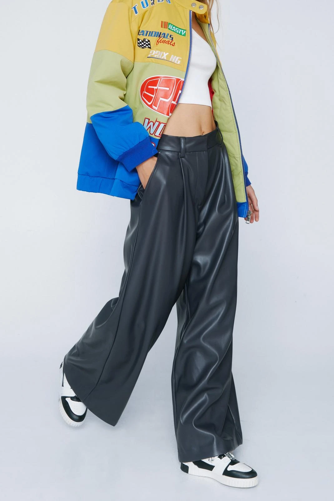 Wide Leg Faux Leather Pants