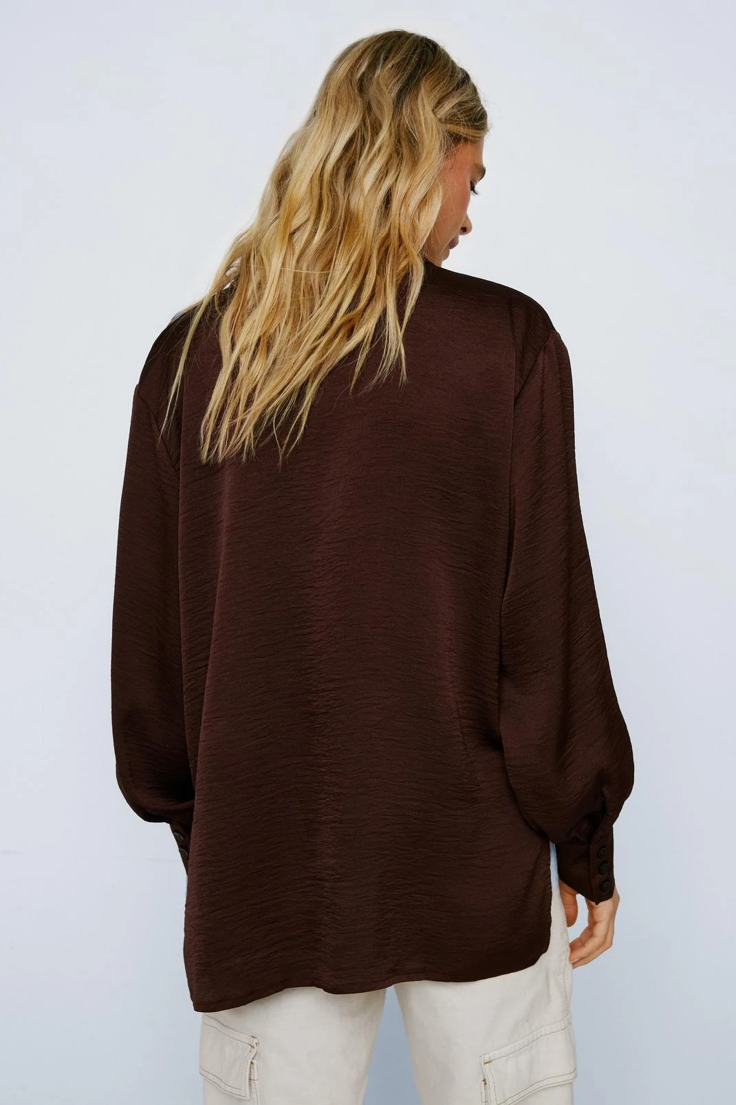 Textured Satin Relaxed Shirt - Image 6