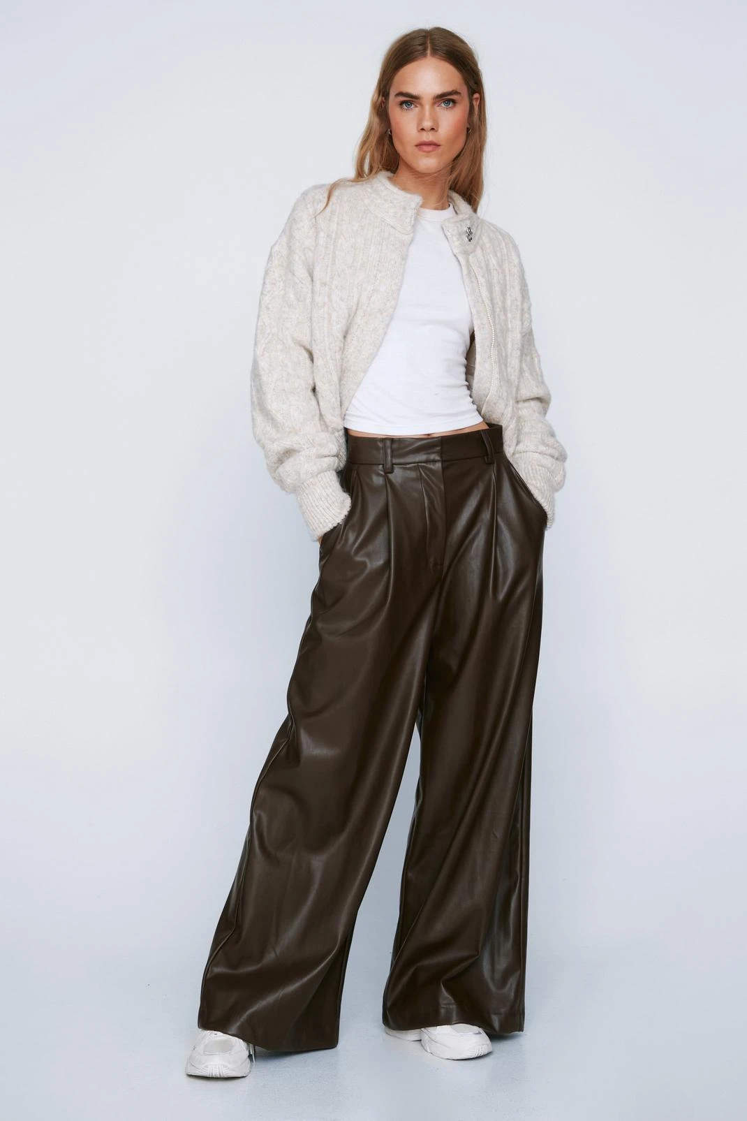 Wide Leg Faux Leather Pants - Image 7