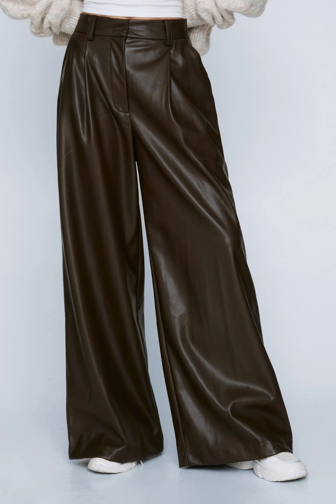 Wide Leg Faux Leather Pants - Image 4