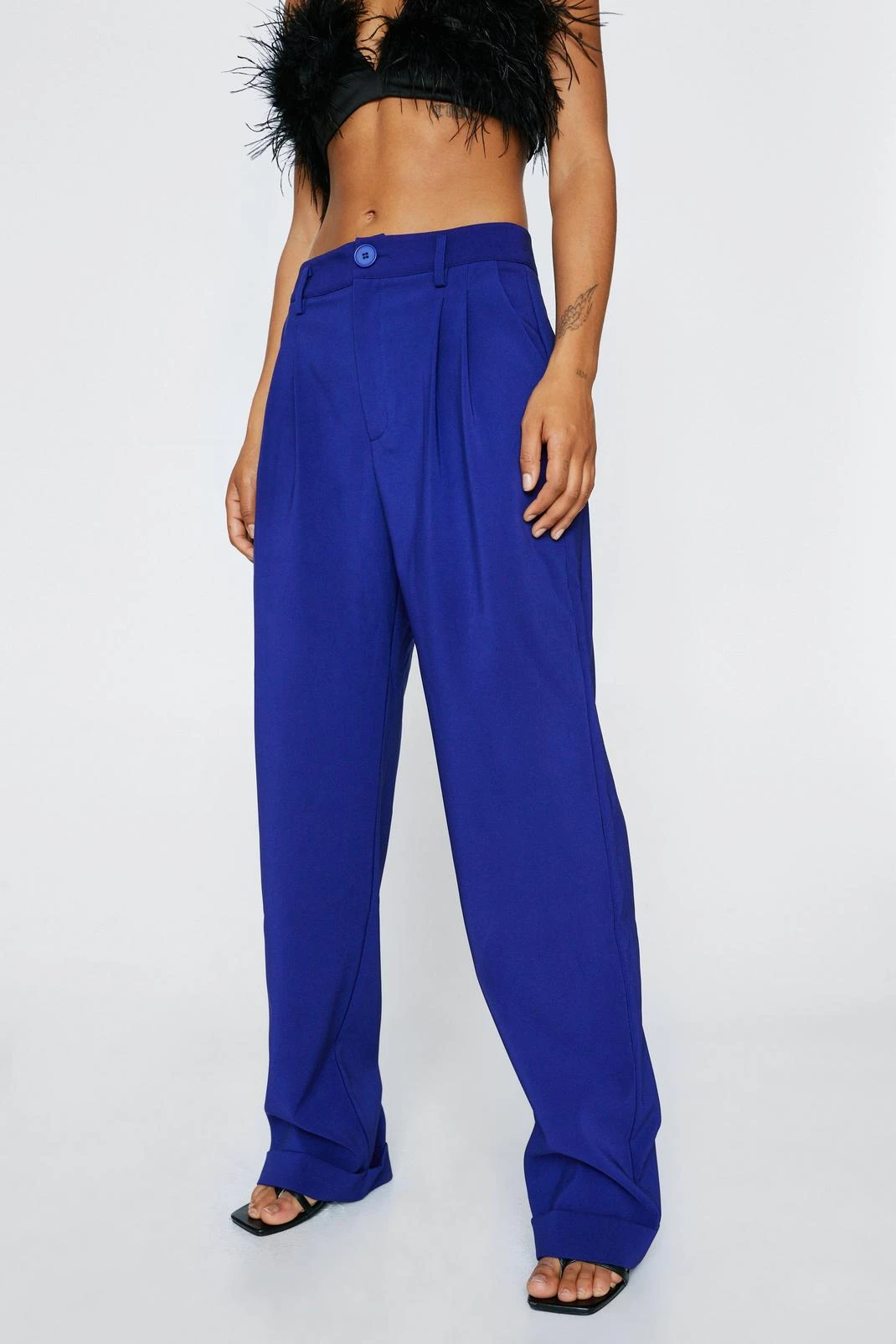 Turned Up Hem Straight Leg Pants - Image 5