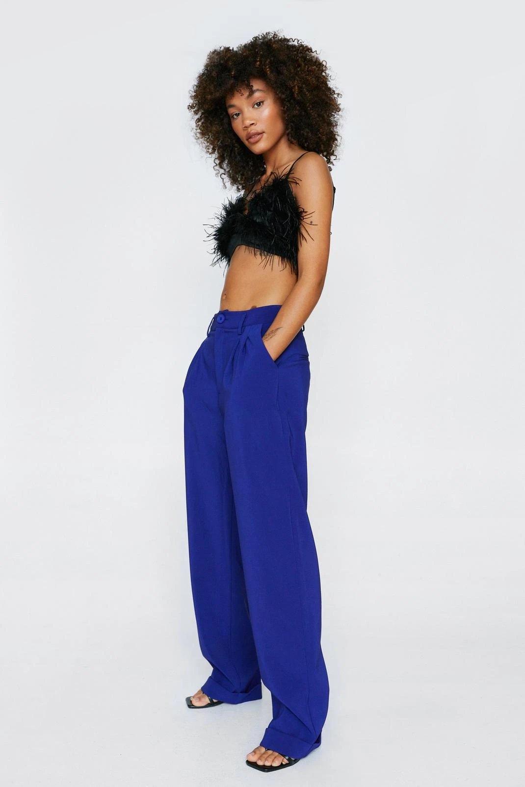 Turned Up Hem Straight Leg Pants - Image 4