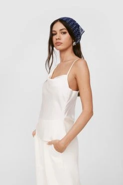 Satin Asymmetric Cowl Neck Cami Top