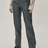 Faux Leather Straight Leg Tailored Pants