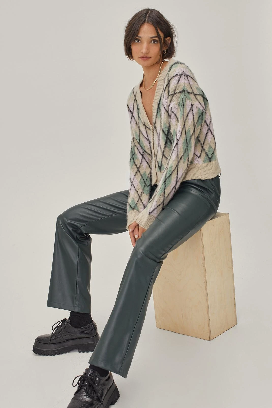 Faux Leather Straight Leg Tailored Pants - Image 4