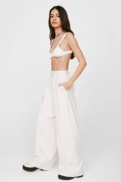 High Waisted Tailored Wide Leg Pants