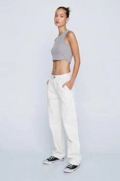 Petite Twill Straight Leg Cargo Pants