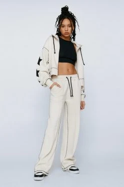 Star Zip Up Cropped Hoodie