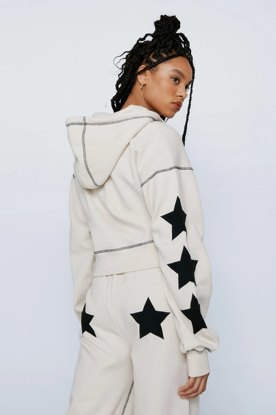 Star Zip Up Cropped Hoodie - Image 3