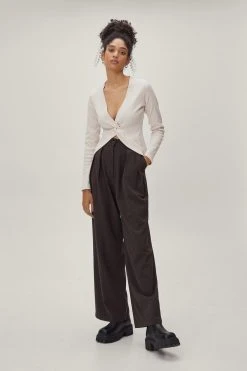 Twist Front Ribbed Longline Top