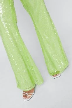 Plus Size Sequin Kick Flared Pants