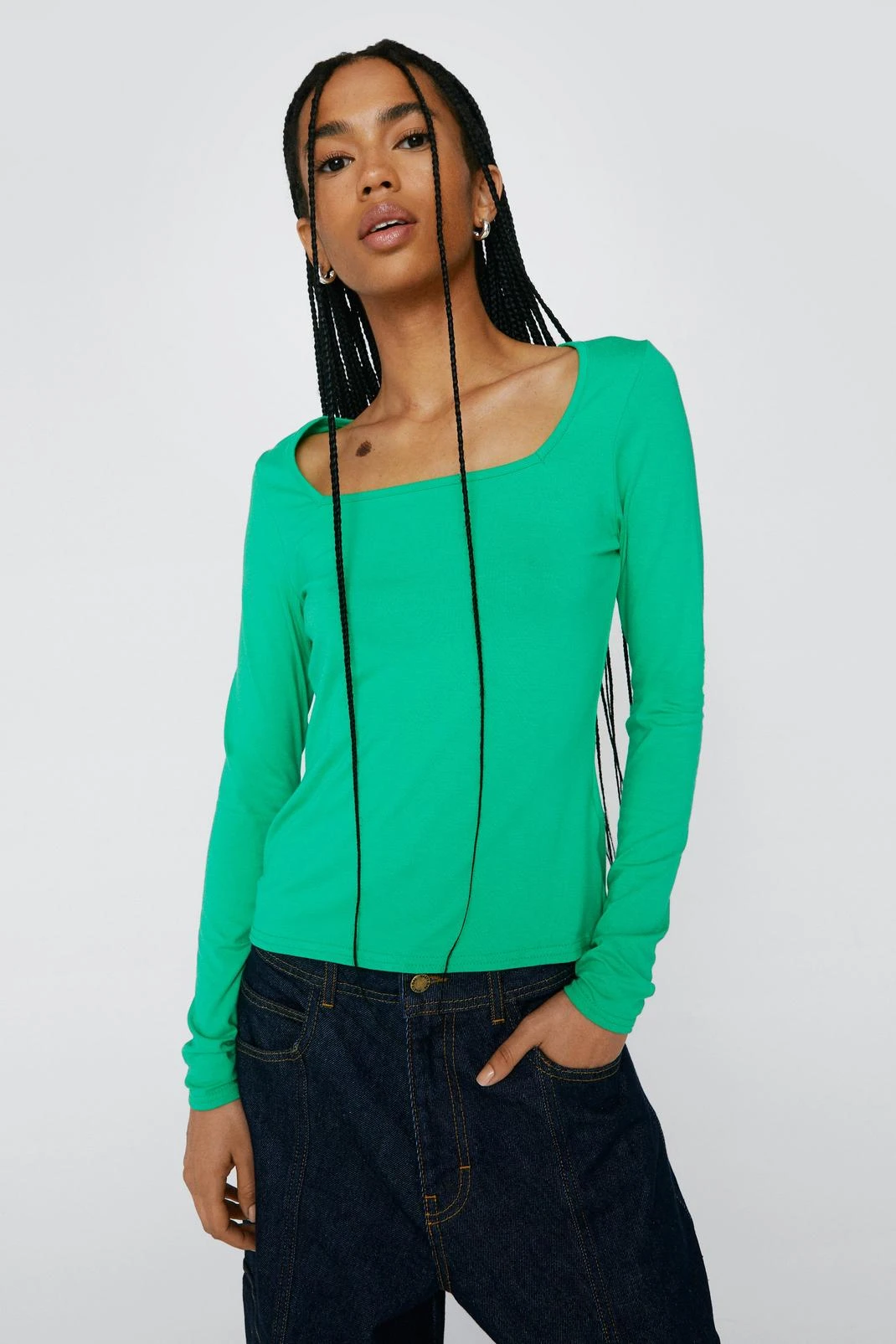 Square Neck Long Sleeve Top - Image 2