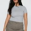 Plus Size Short Sleeve Cropped Top