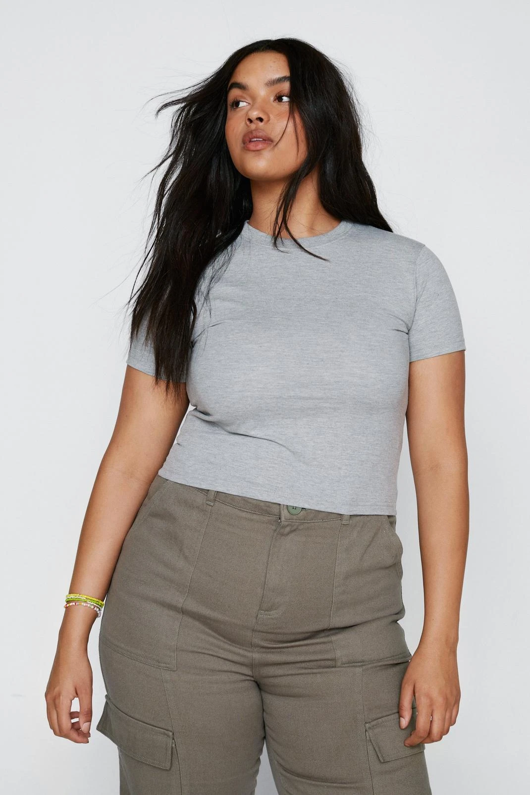 Plus Size Short Sleeve Cropped Top
