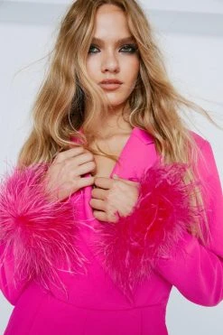 Feather Hem Blazer Style Romper