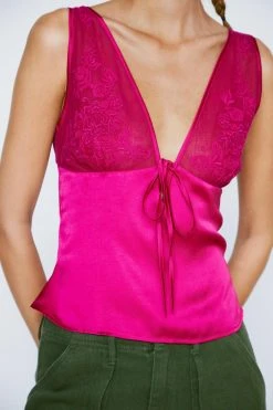 Lace Detail Satin Cami Top