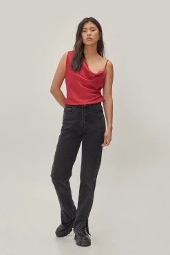 Satin Asymmetric Cowl Neck Cami