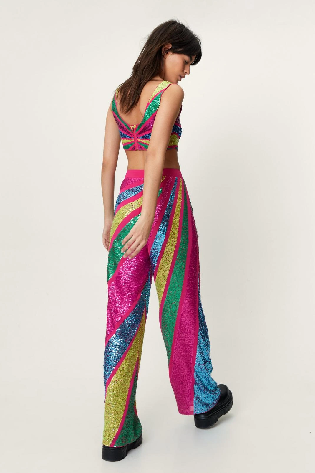 Sequin Colorblock Wide Leg Pants - Image 6