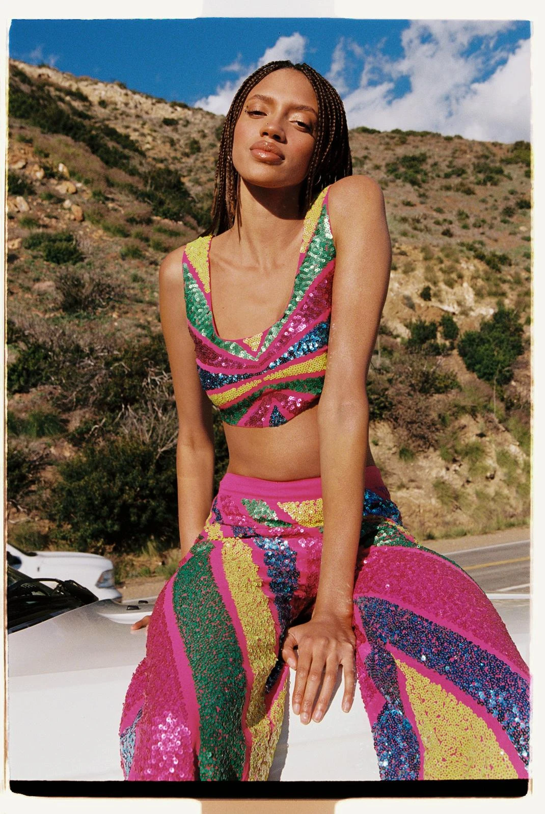 Sequin Colorblock Wide Leg Pants - Image 2