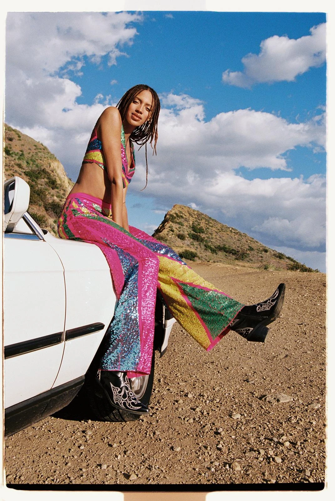 Sequin Colorblock Wide Leg Pants - Image 4