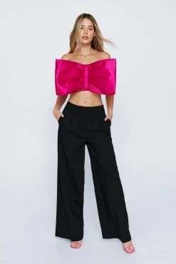 Structured Bow Taffeta Bandeau Top